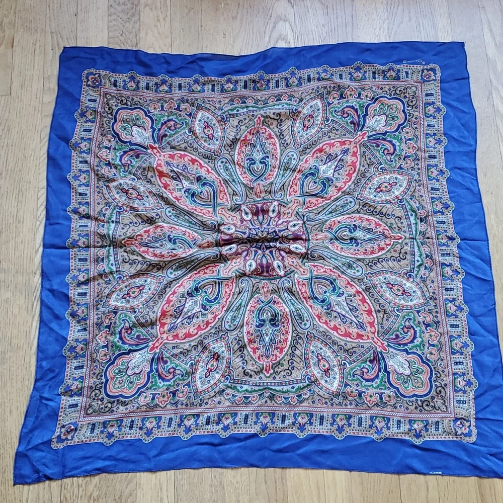 Vintage square silk paisley scarf